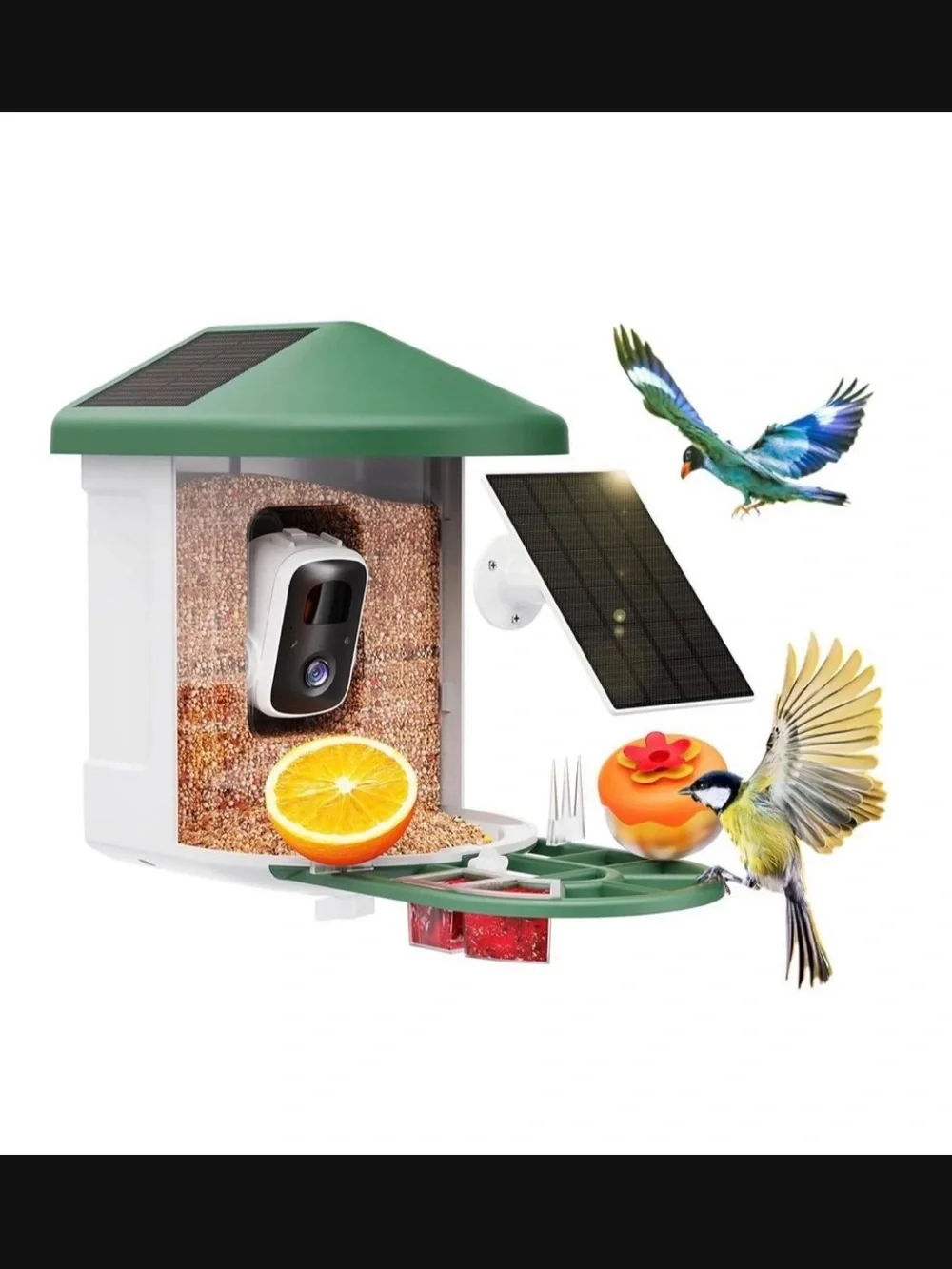 Haymor Green Solar Bird Feeder with Camera New In Box #M2859